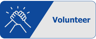Volunteer Icon with two hands clasping in action. Icon is in blue and grey