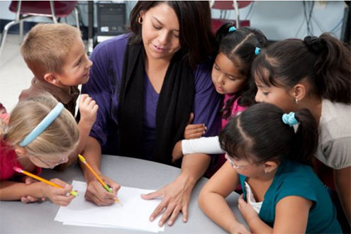 Children learning in a group
