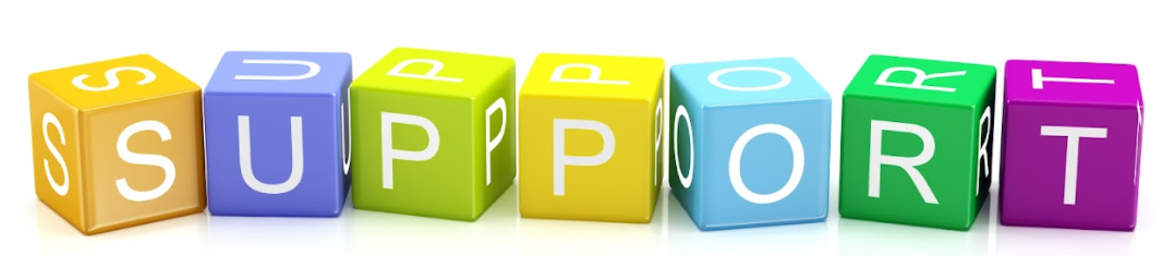 Blocks set up in a row, each block with a different letter that spells support.