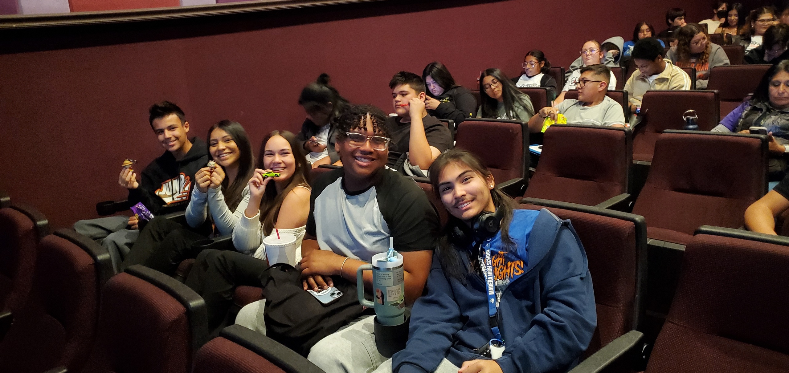 Madera students getting ready to hear a lecture at Lecture Day held at Movies Madera