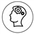 small circle with a head where the brain is highlighted